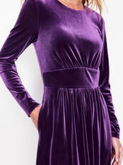 Boden Purple Petite Thea Velvet Jersey Midi Dress - Image 3 of 5