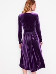 Boden Purple Petite Thea Velvet Jersey Midi Dress - Image 4 of 5