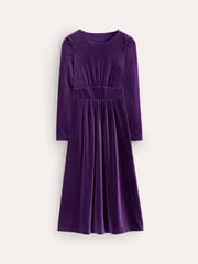 Boden Purple Petite Thea Velvet Jersey Midi Dress - Image 5 of 5