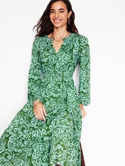 Boden Green Smock Tiered Jersey Midi Dress - Image 4 of 5