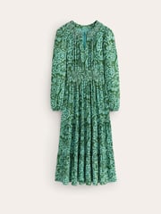 Boden Green Smock Tiered Jersey Midi Dress - Image 5 of 5