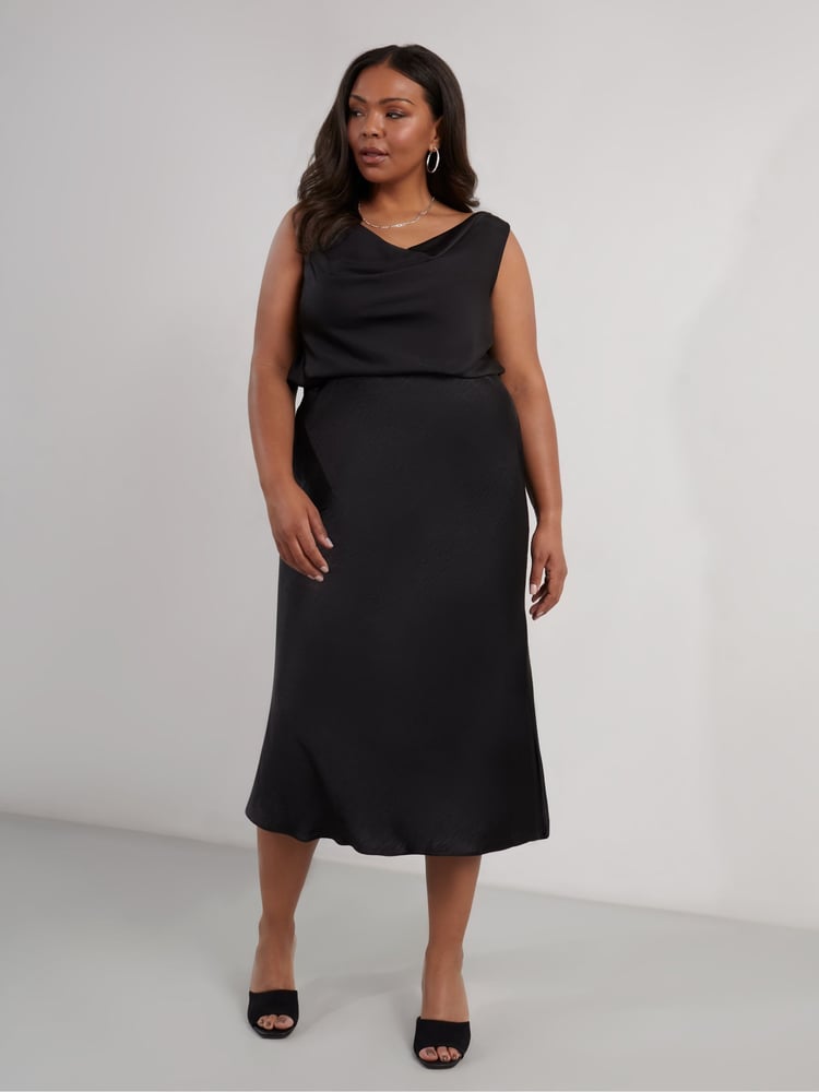 Live Unlimited Black Curve Satin Skirt - Image 1 of 4