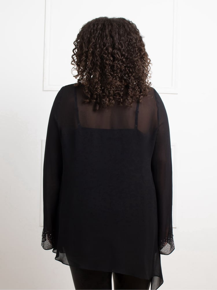 Live Unlimited Black Curve Asymmetric Hotfix Top - Image 4 of 4