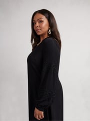 Live Unlimited Black Curve Lace Detail Long Sleeve Dress - Image 3 of 4