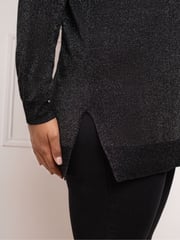 Live Unlimited Black Metallic V-Neck Jumper - Image 3 of 4