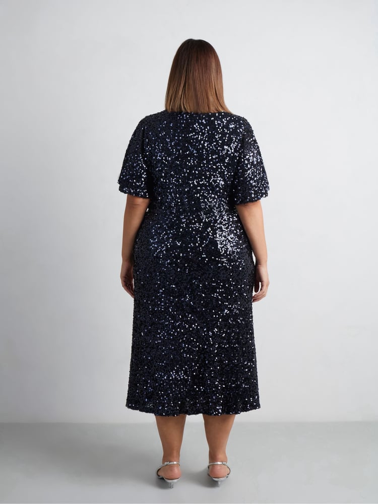Live Unlimited Blue Navy Sequin Midaxi Skirt - Image 2 of 4