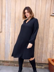 Live Unlimited Black Curve Petite Lace Detail Long Sleeve Dress - Image 5 of 6