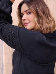 Live Unlimited Black Curve Petite Lace Detail Long Sleeve Dress - Image 6 of 6