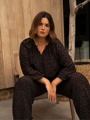 Live Unlimited Black Curve Leopard Print Button Front Blouse - Image 2 of 7
