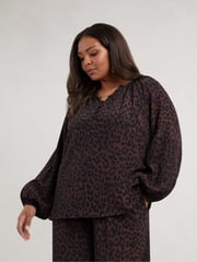 Live Unlimited Black Curve Leopard Print Button Front Blouse - Image 4 of 7