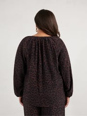 Live Unlimited Black Curve Leopard Print Button Front Blouse - Image 7 of 7