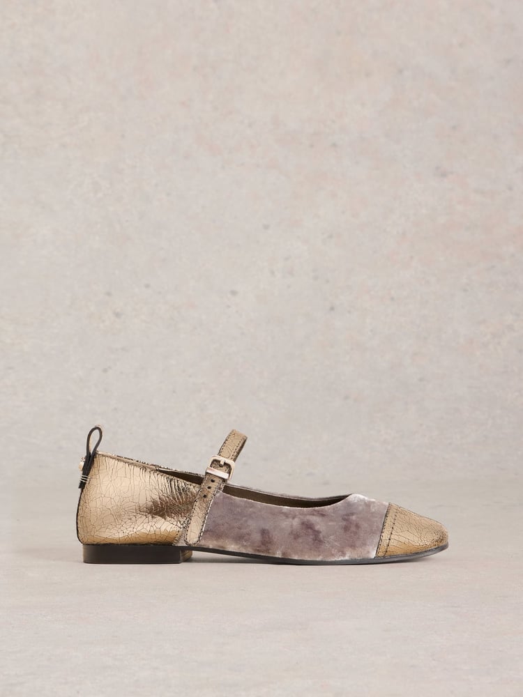 White Stuff Grey Loral Velvet Mary Jane Shoes - Image 2 of 5