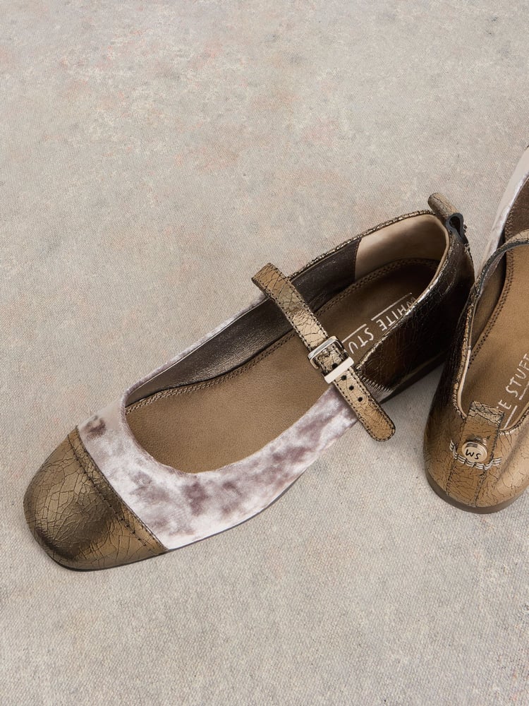 White Stuff Grey Loral Velvet Mary Jane Shoes - Image 5 of 5
