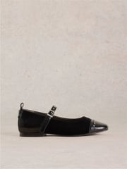 White Stuff Black Loral Stud Mary Jane Shoes - Image 1 of 4