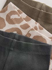 Charcoal Grey/ Tan Brown/ Animal Print Cycling Shorts 3 Pack (3mths-7yrs) - Image 7 of 7