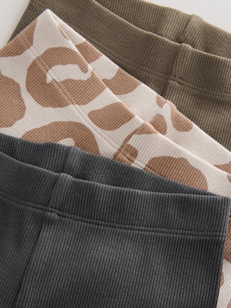 Charcoal Grey/ Tan Brown/ Animal Print Cycling Shorts 3 Pack (3mths-7yrs) - Image 7 of 7