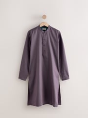 Lavender Purple Textured 100% Cotton Signature Kurta - Image 8 of 10