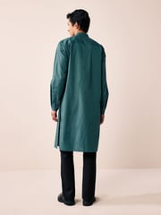 Green Textured 100% Cotton Signature Kurta - Image 3 of 6