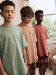 Green/Orange Woven Check Short Pyjamas 3 Pack (3-16yrs) - Image 1 of 11