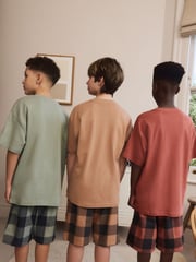 Green/Orange Woven Check Short Pyjamas 3 Pack (3-16yrs) - Image 2 of 11