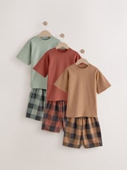 Green/Orange Woven Check Short Pyjamas 3 Pack (3-16yrs) - Image 5 of 11