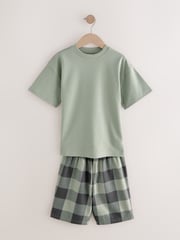 Green/Orange Woven Check Short Pyjamas 3 Pack (3-16yrs) - Image 6 of 11