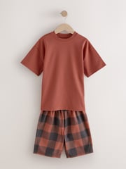 Green/Orange Woven Check Short Pyjamas 3 Pack (3-16yrs) - Image 8 of 11