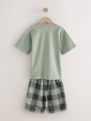 Green/Orange Woven Check Short Pyjamas 3 Pack (3-16yrs) - Image 9 of 11
