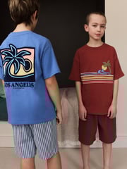 Red/Blue Check Woven Short Pyjamas 2 Pack (4-16yrs) - Image 4 of 5