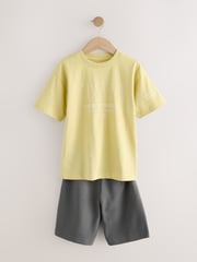 Black/ Grey/ Yellow 100% Cotton Short Pyjamas 3 Pack (6-16yrs) - Image 10 of 15