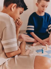 Stone/ Navy Blue 100% Cotton Short Pyjamas 2 Pack (3-16yrs) - Image 4 of 5