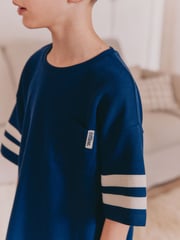 Stone/ Navy Blue 100% Cotton Short Pyjamas 2 Pack (3-16yrs) - Image 5 of 5