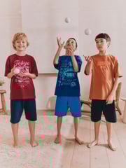 Blue/ Orange/ Red Graphic Short Pyjamas 3 Pack (5-16yrs) - Image 1 of 5