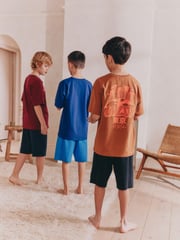 Blue/ Orange/ Red Graphic Short Pyjamas 3 Pack (5-16yrs) - Image 2 of 5