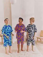 Orange/ Blue/ Grey Camouflage Short Pyjamas 3 Pack (3-16yrs) - Image 1 of 8
