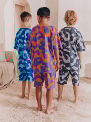 Orange/ Blue/ Grey Camouflage Short Pyjamas 3 Pack (3-16yrs) - Image 2 of 8