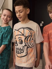 Orange/ Blue/ Neutral Skate Short Pyjamas 3 Pack (3-16yrs) - Image 5 of 8