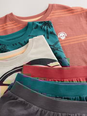 Orange/ Blue/ Neutral Skate Short Pyjamas 3 Pack (3-16yrs) - Image 8 of 8
