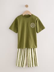 Red/ Blue/ Green Stripes Short Pyjamas 3 Pack (3-16yrs) - Image 3 of 7