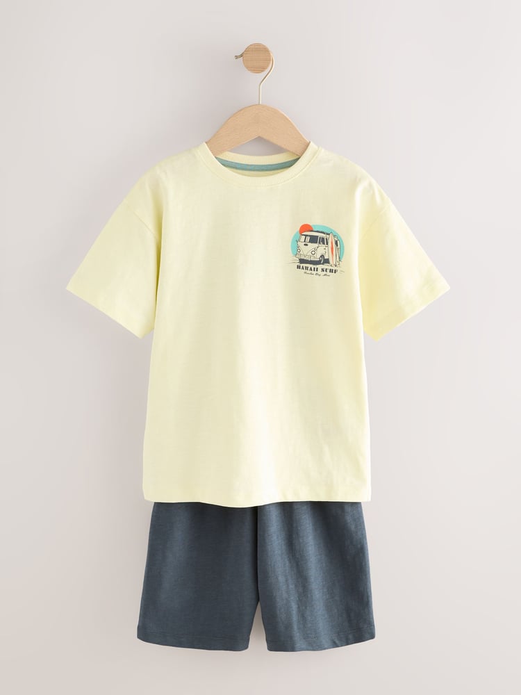 Turq/Cream Dino Surf 100% Cotton Short Pyjamas 3 Pack (3-14yrs) - Image 2 of 7 Turq/Cream Dino Surf 100% Cotton Short Pyjamas 3 Pack (3-14yrs) - Image 2 of 7