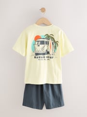Turq/Cream Dino Surf 100% Cotton Short Pyjamas 3 Pack (3-14yrs) - Image 4 of 7