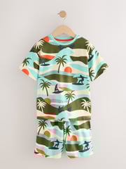 Turq/Cream Dino Surf 100% Cotton Short Pyjamas 3 Pack (3-14yrs) - Image 5 of 7