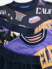 Black/Purple Basketball Short Pyjamas 2 Pack (3-16yrs) - Image 10 of 11