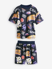 Black/Purple Basketball Short Pyjamas 2 Pack (3-16yrs) - Image 8 of 11