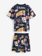 Black/Purple Basketball Short Pyjamas 2 Pack (3-16yrs) - Image 9 of 11
