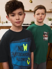 Black/Green Relaxed 100% Cotton Shorts Pyjamas 2 Pack (4-16yrs) - Image 4 of 10