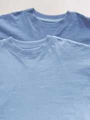 Blue/Grey 100% Cotton Short Sleeve Long Bottoms 2 Pack (3-16yrs) - Image 10 of 12