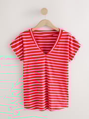 Bontanist Colours V-Neck Cap Sleeve 100% Cotton T-Shirts 5 Pack - Image 2 of 8