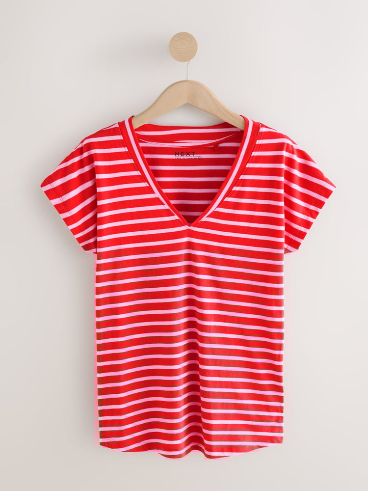 Bontanist Colours V-Neck Cap Sleeve 100% Cotton T-Shirts 5 Pack - Image 2 of 8