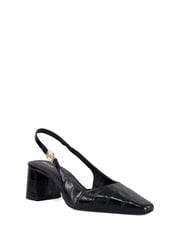 Dune London Black Contact Branded Block Slingback Court Heels - Image 3 of 6
